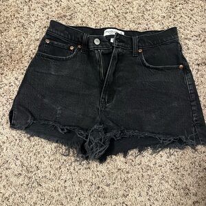 Abercrombie Curve Love Cutoff Black Distressed Denim Women's Shorts